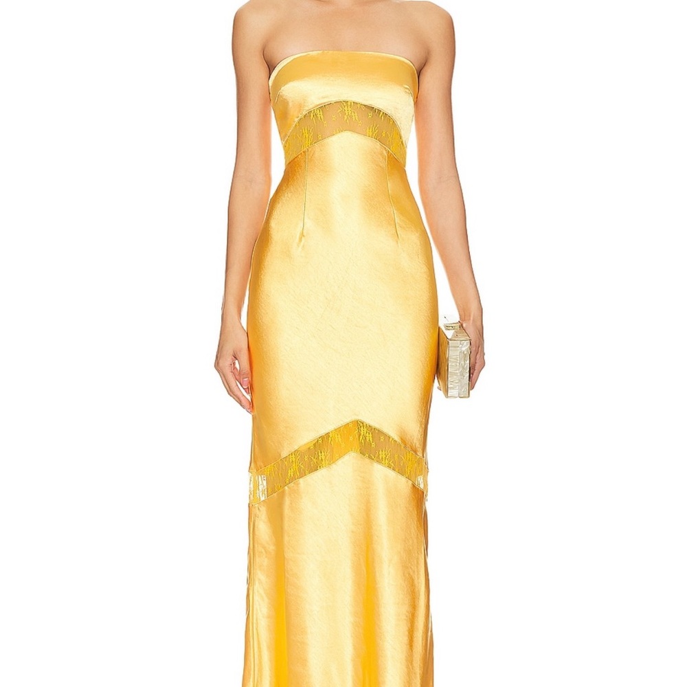 Elegant Yellow Strapless Dress